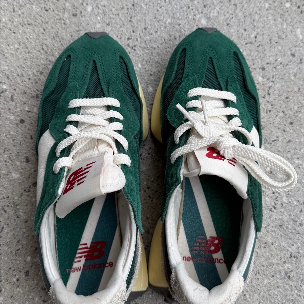 New Balance Green and Cream Athletic Shoes - Picture 4 of 7